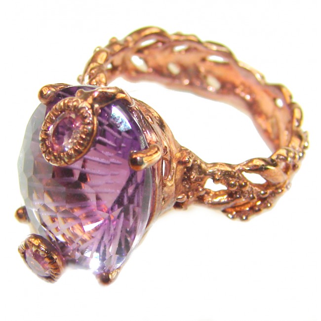 Purple Royalty 14.5 carat Amethyst .925 Sterling Silver dipped in 18K Gold over Handcrafted Ring size 8