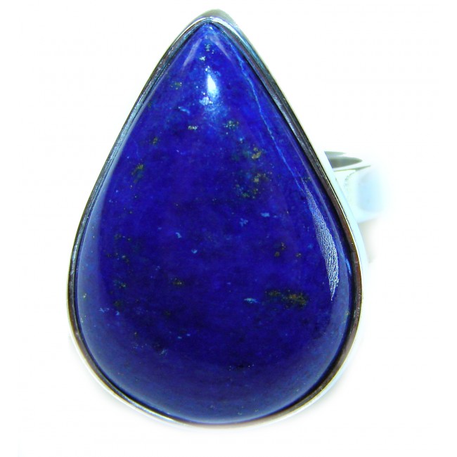 Natural 19.5 carat Lapis Lazuli .925 Sterling Silver handcrafted ring size 8 adjustable