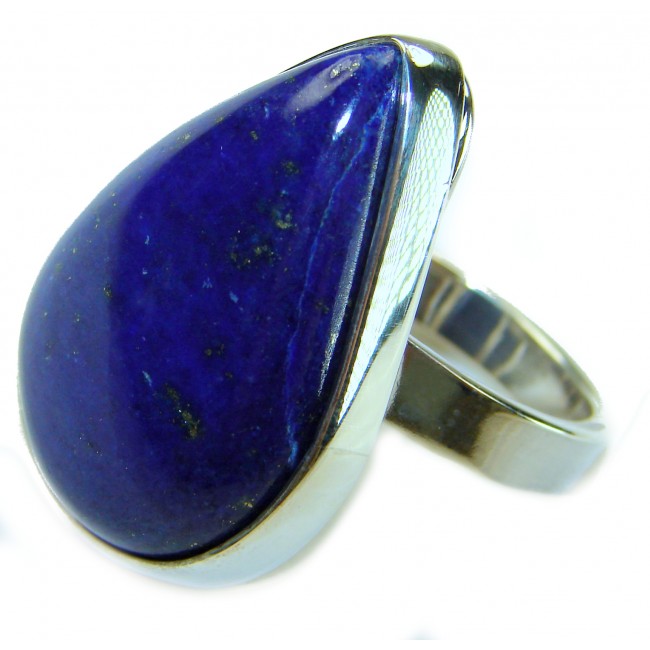 Natural 19.5 carat Lapis Lazuli .925 Sterling Silver handcrafted ring size 8 adjustable