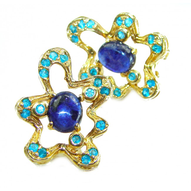 Best quality 5.5 carat African Kyanite 14K Gold over .925 Sterling Silver handcrafted earrings