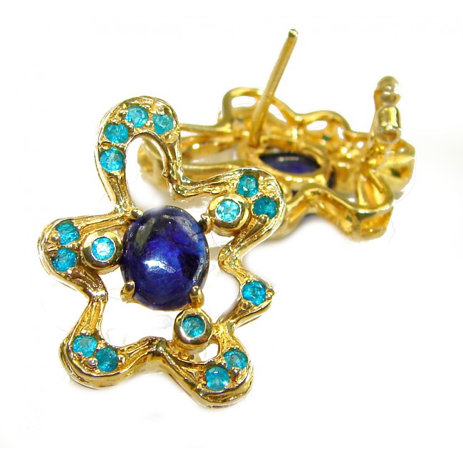 Best quality 5.5 carat African Kyanite 14K Gold over .925 Sterling Silver handcrafted earrings