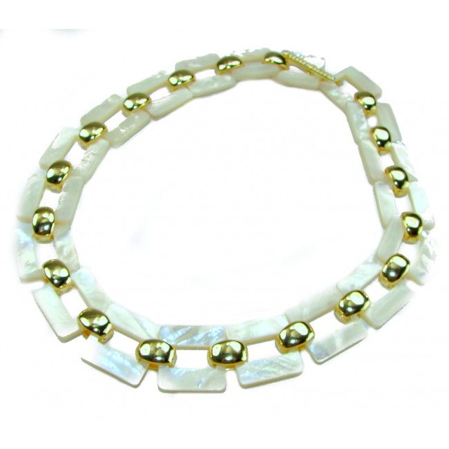 Rainbow Cascade Precious natural Blister Pearl 18K Gold over .925 Sterling Silver Necklace; 82.5 grams