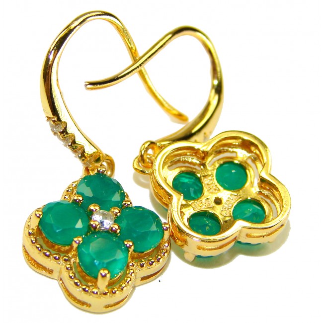 Giovanna - Authentic 8.9 carat Emerlad .925 Sterling Silver dipped in 18K Gold handcrafted earrings