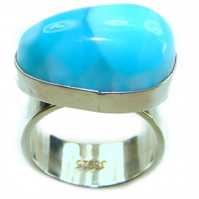 Blue Perfection AUTHENTIC Larimar .925 Sterling Silver handmade Large ring size 6 3/4