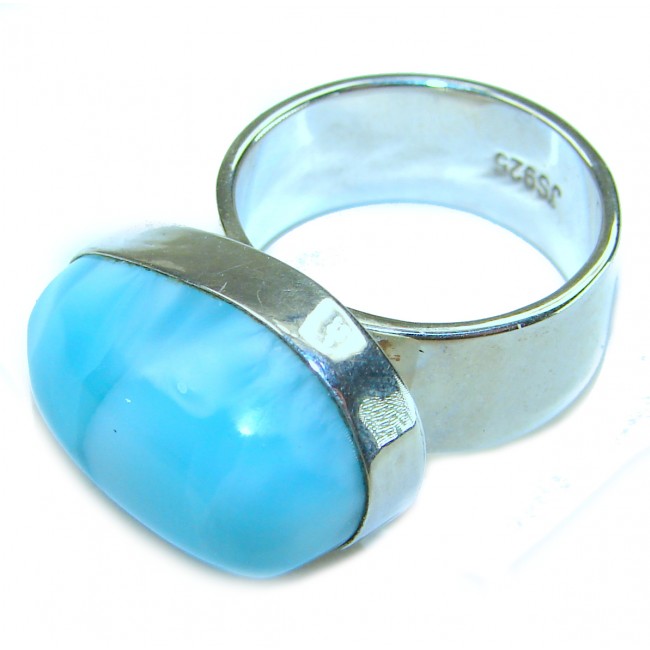 Blue Perfection AUTHENTIC Larimar .925 Sterling Silver handmade Large ring size 6 3/4
