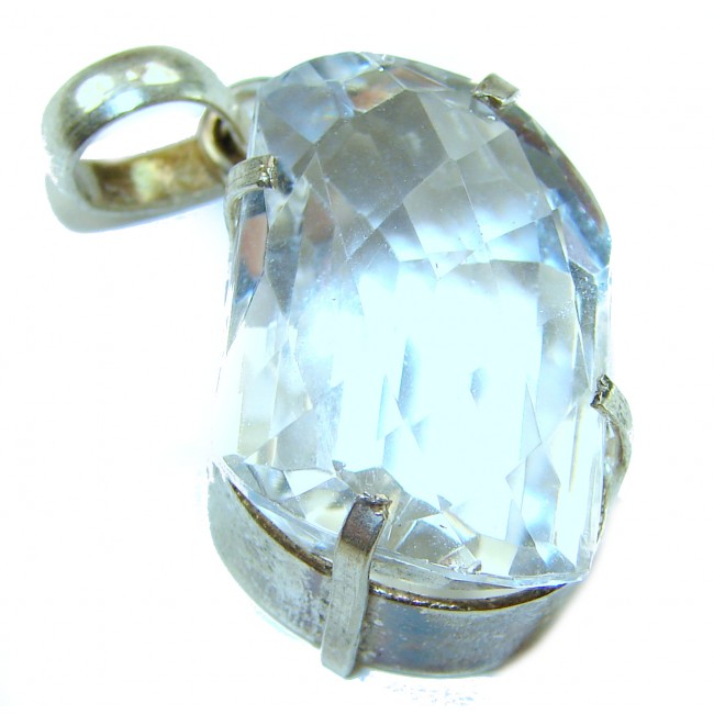 28.8 carat White Topaz .925 Sterling Silver Handcrafted Statement Pendant