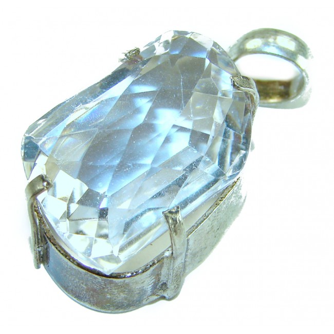 28.8 carat White Topaz .925 Sterling Silver Handcrafted Statement Pendant