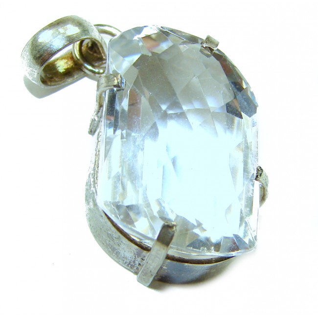 28.8 carat White Topaz .925 Sterling Silver Handcrafted Statement Pendant