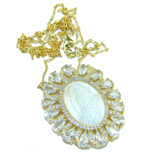 Virgin MARY Precious Blister Pearl 18K Gold over .925 Sterling Silver Necklace - photo 3
