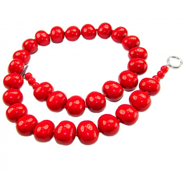 ESTANCIA Sublime natural Red Fossilized Coral Sterling Silver handmade Necklace