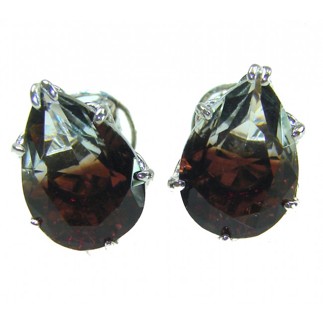 From dawn to dusk authentic 11.2 carat Brazilian Smoky Topaz .925 Sterling Silver handcrafted earrings