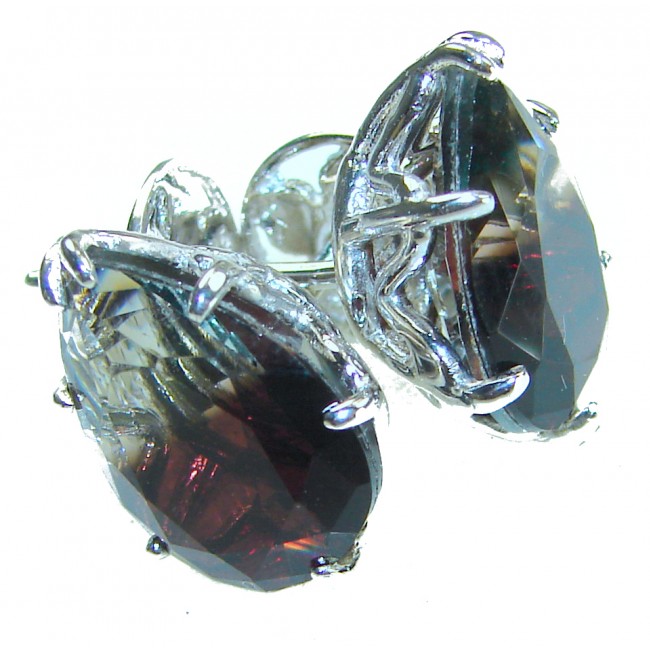 From dawn to dusk authentic 11.2 carat Brazilian Smoky Topaz .925 Sterling Silver handcrafted earrings