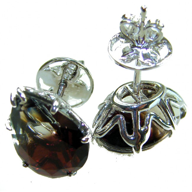 From dawn to dusk authentic 11.2 carat Brazilian Smoky Topaz .925 Sterling Silver handcrafted earrings
