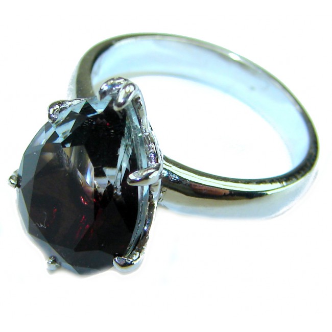 From dawn to dusk authentic 11.2 carat Brazilian Smoky Topaz .925 Sterling Silver Perfectly handcrafted Ring s. 6 - photo 1