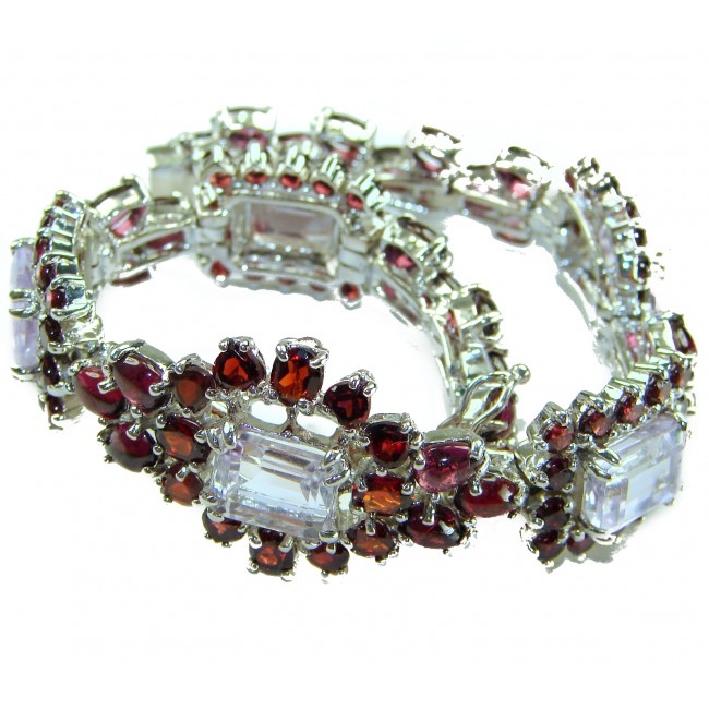 Tiffany - Magnificent 245.5 carat Pink Amethyst Garnet .925 Sterling Silver handcrafted Heavy Bracelet