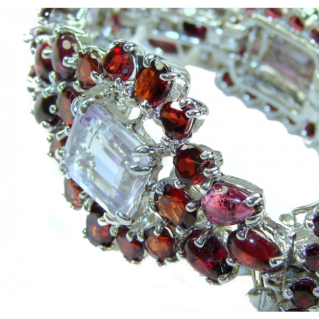 Tiffany - Magnificent 245.5 carat Pink Amethyst Garnet .925 Sterling Silver handcrafted Heavy Bracelet