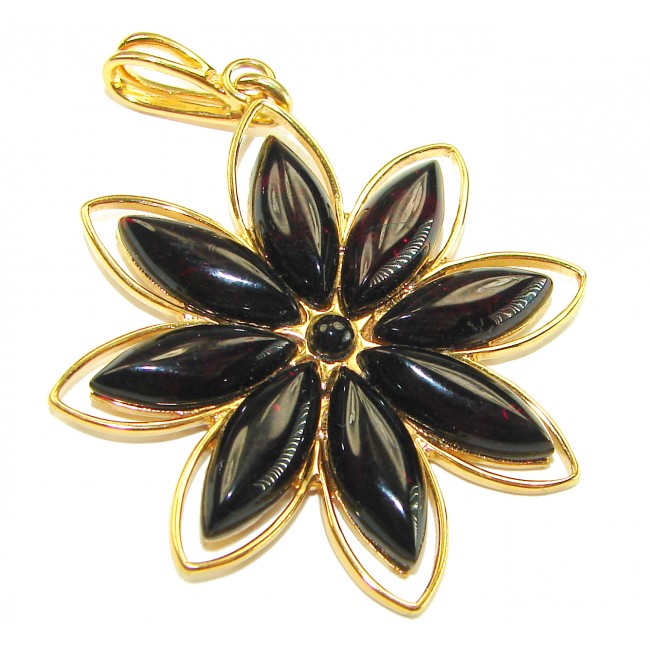 Prehistoric cognac Authentic Baltic Amber 18K Gold over .925 Sterling Silver beautifully handcrafted Pendant