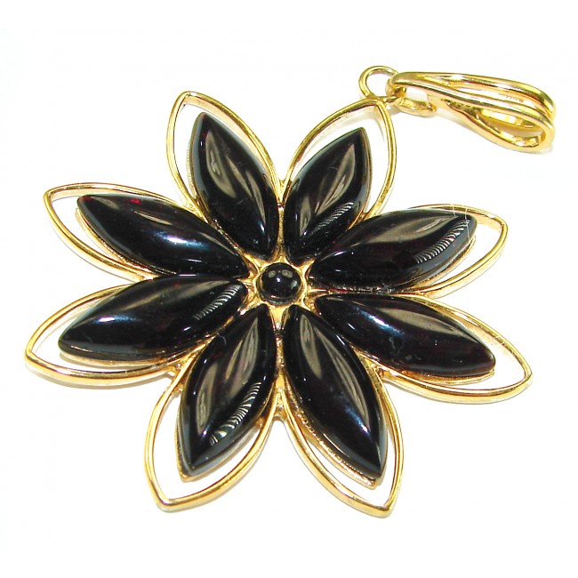 Prehistoric cognac Authentic Baltic Amber 18K Gold over .925 Sterling Silver beautifully handcrafted Pendant