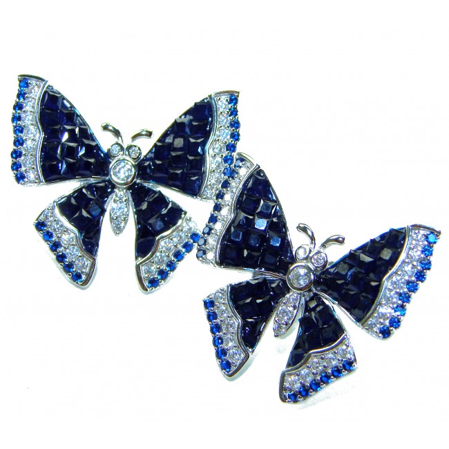 Magnificent Jewel Sapphire Butterflies .925 Sterling Silver handcrafted incredible earrings - photo 3