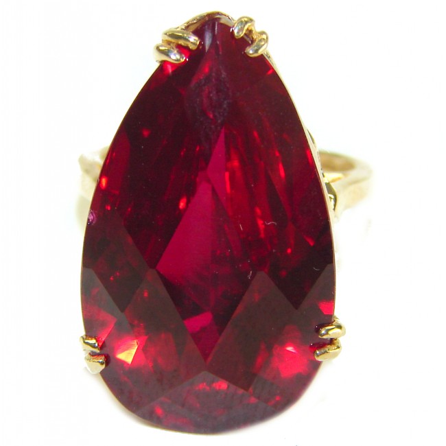 Carmen Natural 28.4 carat Ruby .925 Sterling Silver dipped in 22K Gold handmade Large Statement Ring size 6