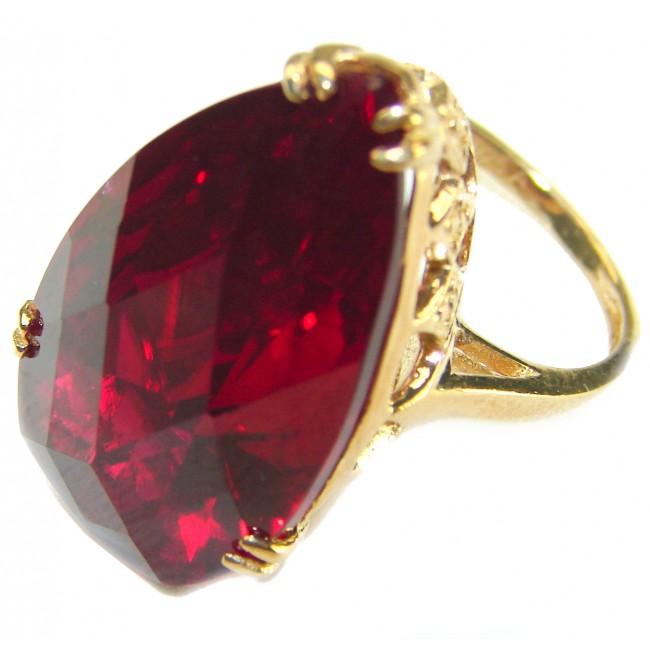 Carmen Natural 28.4 carat Ruby .925 Sterling Silver dipped in 22K Gold handmade Large Statement Ring size 6