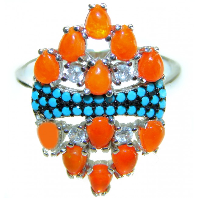 New Galaxy Genuine 5.8 carat Golden Opal .925 Sterling Silver handmade Ring size 8 - photo 2