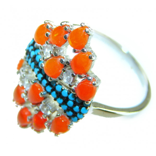 New Galaxy Genuine 5.8 carat Golden Opal .925 Sterling Silver handmade Ring size 8 - photo 1