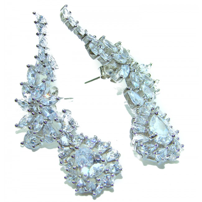 Allure Natural 10.2 carat White Topaz .925 Sterling Silver handcrafted earrings - photo 3