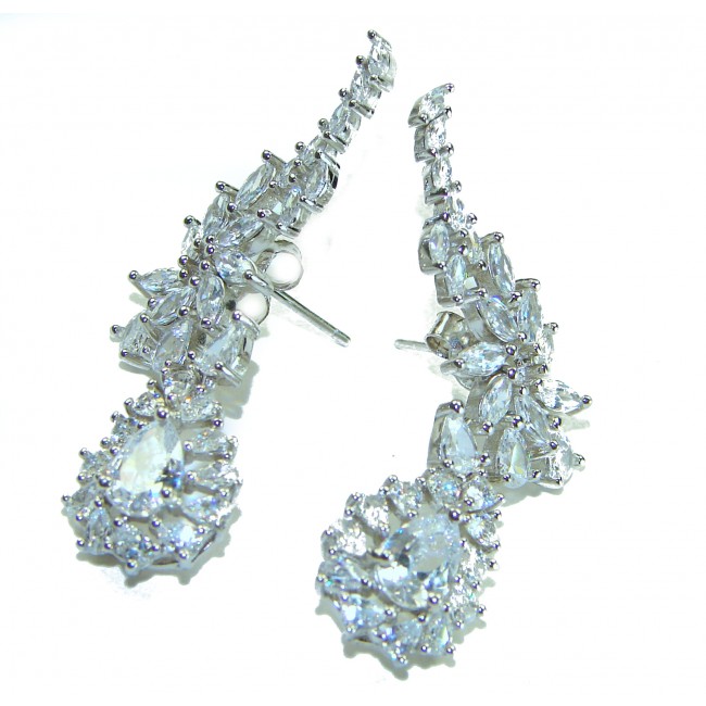 Allure Natural 10.2 carat White Topaz .925 Sterling Silver handcrafted earrings - photo 2