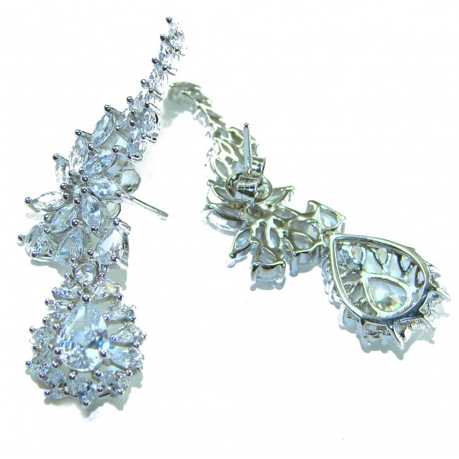 Allure Natural 10.2 carat White Topaz .925 Sterling Silver handcrafted earrings - photo 1