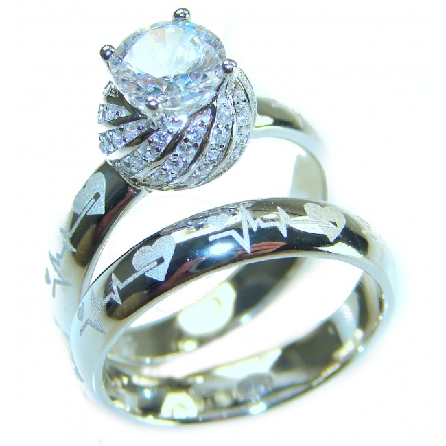 Spectacular 5.9 carat White Topaz Emerald .925 Sterling Silver stack up ring size 7 1/2 - photo 3