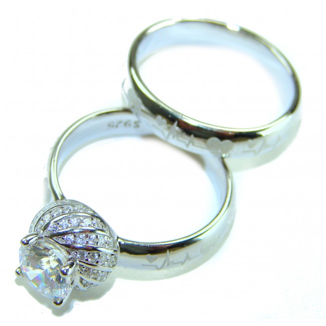 Spectacular 5.9 carat White Topaz Emerald .925 Sterling Silver stack up ring size 7 1/2 - photo 2