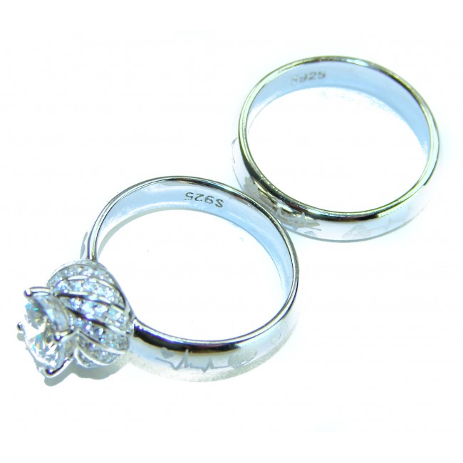 Spectacular 5.9 carat White Topaz Emerald .925 Sterling Silver stack up ring size 7 1/2 - photo 1