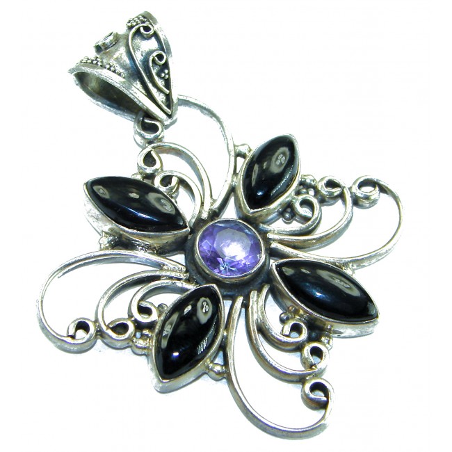 Julietta - Vintage Amethyst Onyx .925 Sterling Silver handcrafted Pendant
