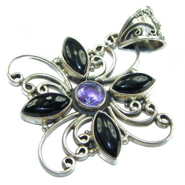 Julietta - Vintage Amethyst Onyx .925 Sterling Silver handcrafted Pendant