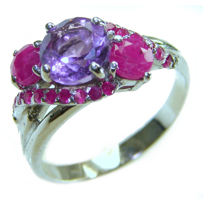 Purple Royalty 4.5 carat Amethyst .925 Sterling Silver Handcrafted Ring size 8
