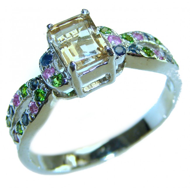 Golden Treasure 3.5 carat Citrine .925 Sterling Silver Handcrafted Ring size 9