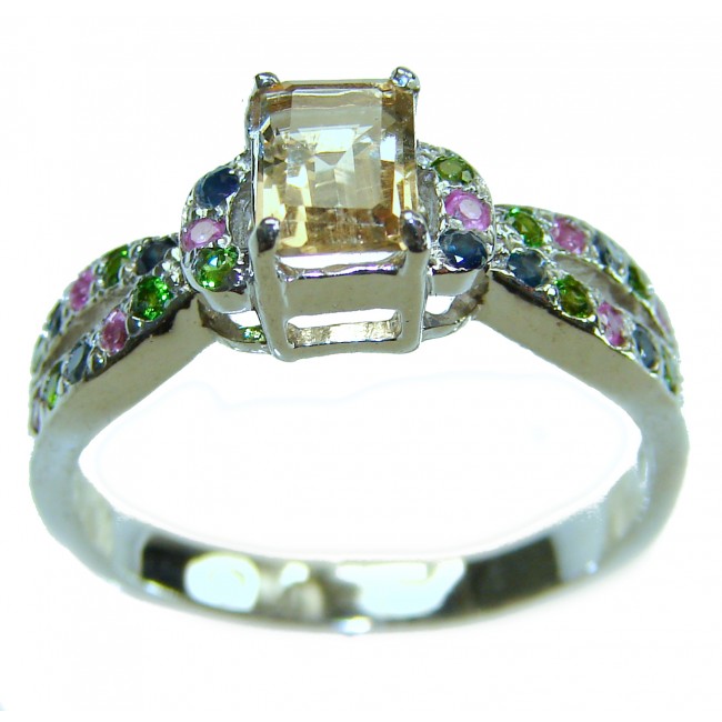 Golden Treasure 3.5 carat Citrine .925 Sterling Silver Handcrafted Ring size 9