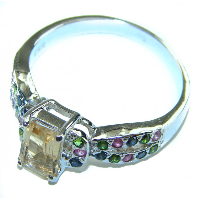 Golden Treasure 3.5 carat Citrine .925 Sterling Silver Handcrafted Ring size 9
