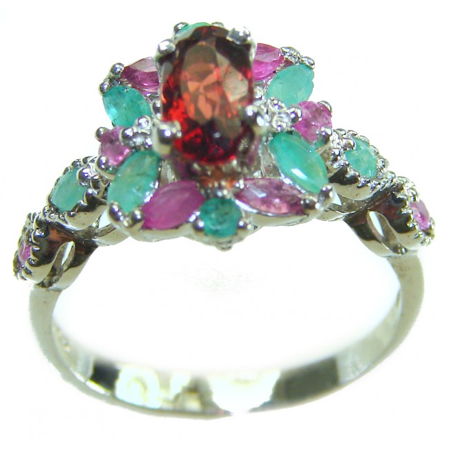 Rachel 4.5 carat oval cut Red Garnet .925 Sterling Silver handcrafted ring; s. 7 1/4