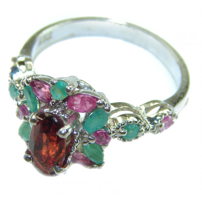 Rachel 4.5 carat oval cut Red Garnet .925 Sterling Silver handcrafted ring; s. 7 1/4