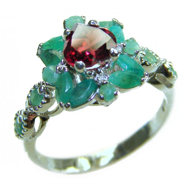 Rachel 4.5 carat Red Garnet .925 Sterling Silver handcrafted ring; s. 6