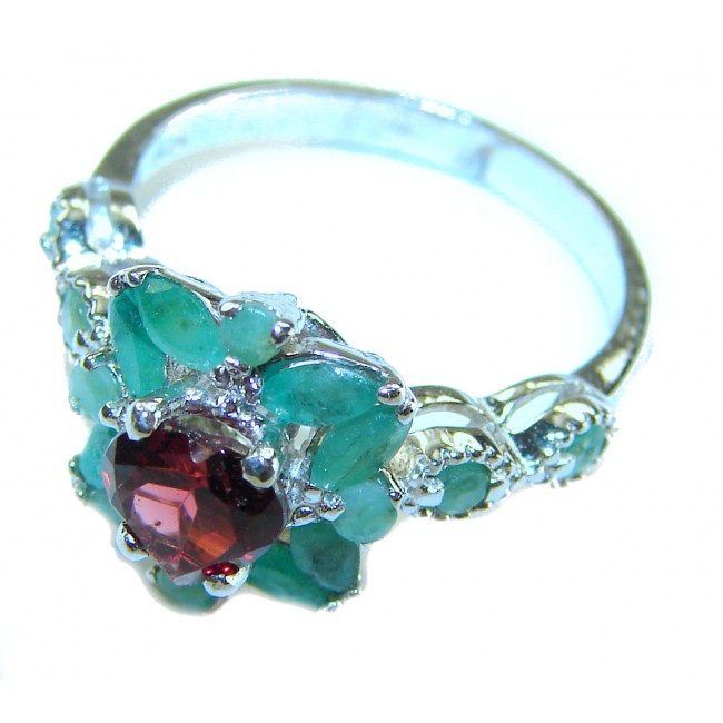 Rachel 4.5 carat Red Garnet .925 Sterling Silver handcrafted ring; s. 6