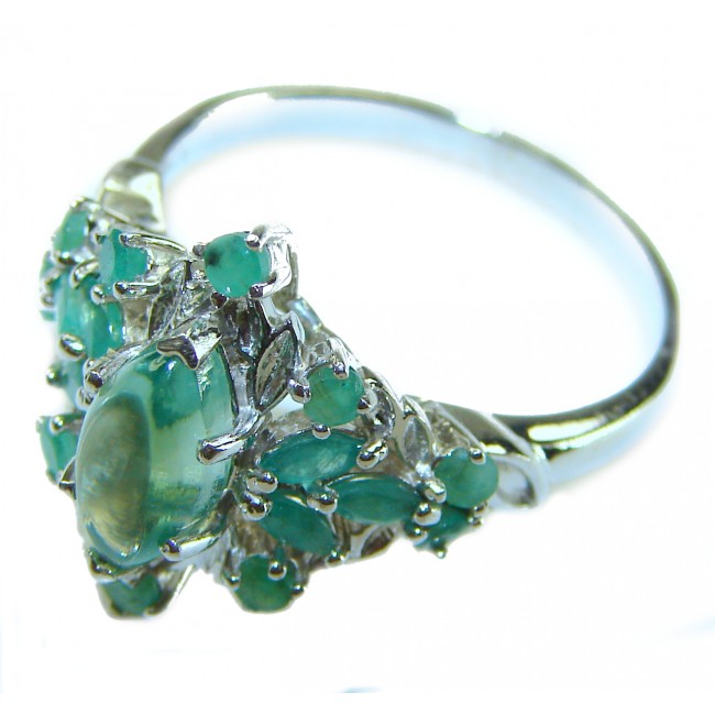 Emily 6.8 carat Swiss Aquamarine Emerald .925 Sterling Silver handmade Statement Ring size 9 1/4