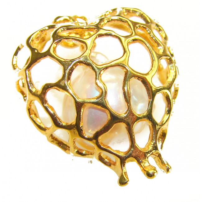 Precious Angels Wings genuine Pearl 14k Gold over .925 Sterling Silver handmade Pendant