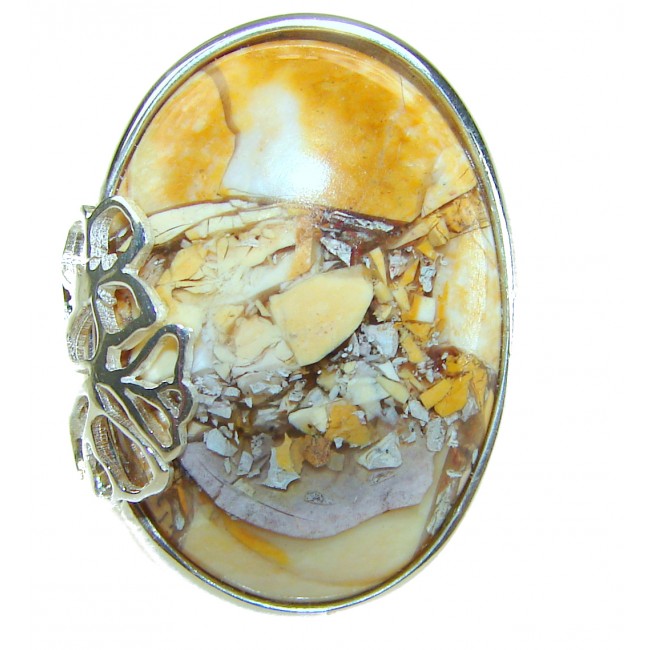 Flawless Australian Bracciated Mookaite .925 Sterling Silver Ring size 8 adjustable