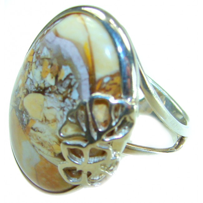 Flawless Australian Bracciated Mookaite .925 Sterling Silver Ring size 8 adjustable