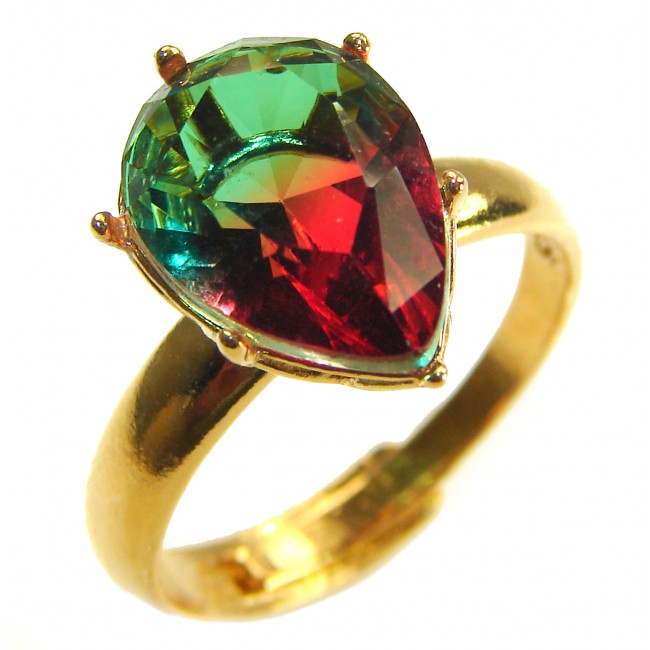 11.8 carat Brazilian Tourmaline .925 Sterling Silver dipped in 14K GoldPerfectly handcrafted Ring s. 8 adjustable