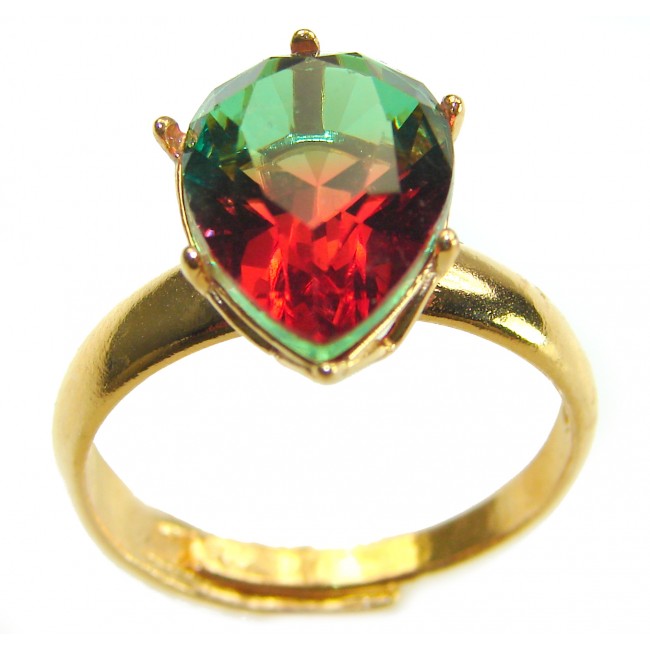 11.8 carat Brazilian Tourmaline .925 Sterling Silver dipped in 14K GoldPerfectly handcrafted Ring s. 8 adjustable
