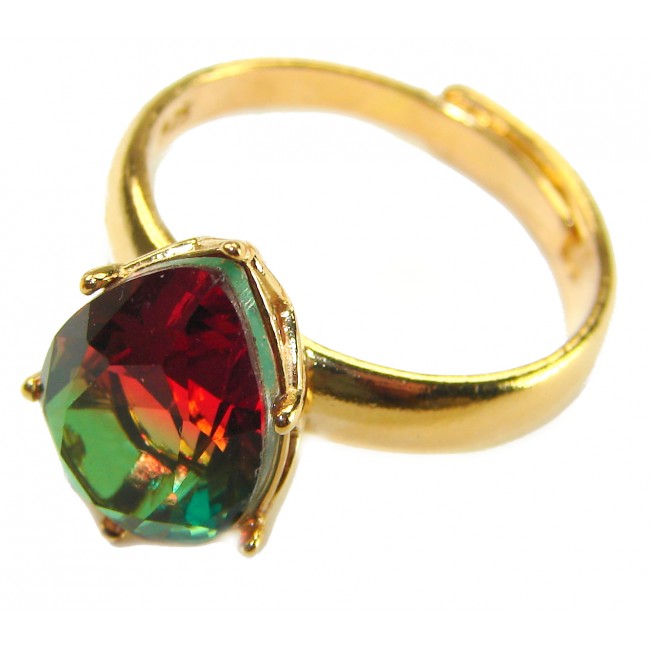 11.8 carat Brazilian Tourmaline .925 Sterling Silver dipped in 14K GoldPerfectly handcrafted Ring s. 8 adjustable